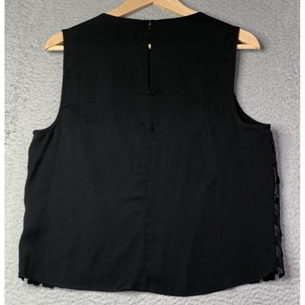 Trouve Top Womens Size Medium Black Sleeveless Lined Lace Dentelle Coated - Picture 4 of 8